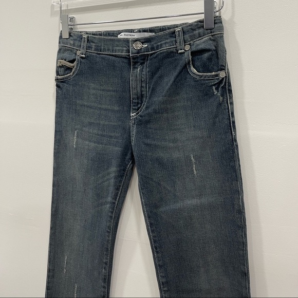 Duo Duo Piastrina Straight Leg Denim Distressed Jeans Size 14 Made In Italy - Picture 2 of 7